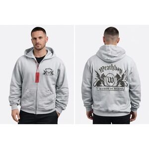 Wrathboy Maison De‎ Wrath Lt Grey Zip Up Hoodie Sweatshirt Style WB04-099 Size L